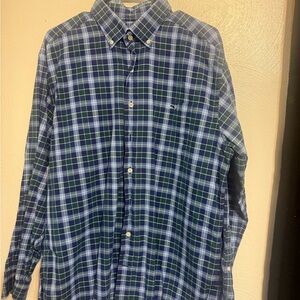 Vineyard Vines Green and Blue Plaid Shirt